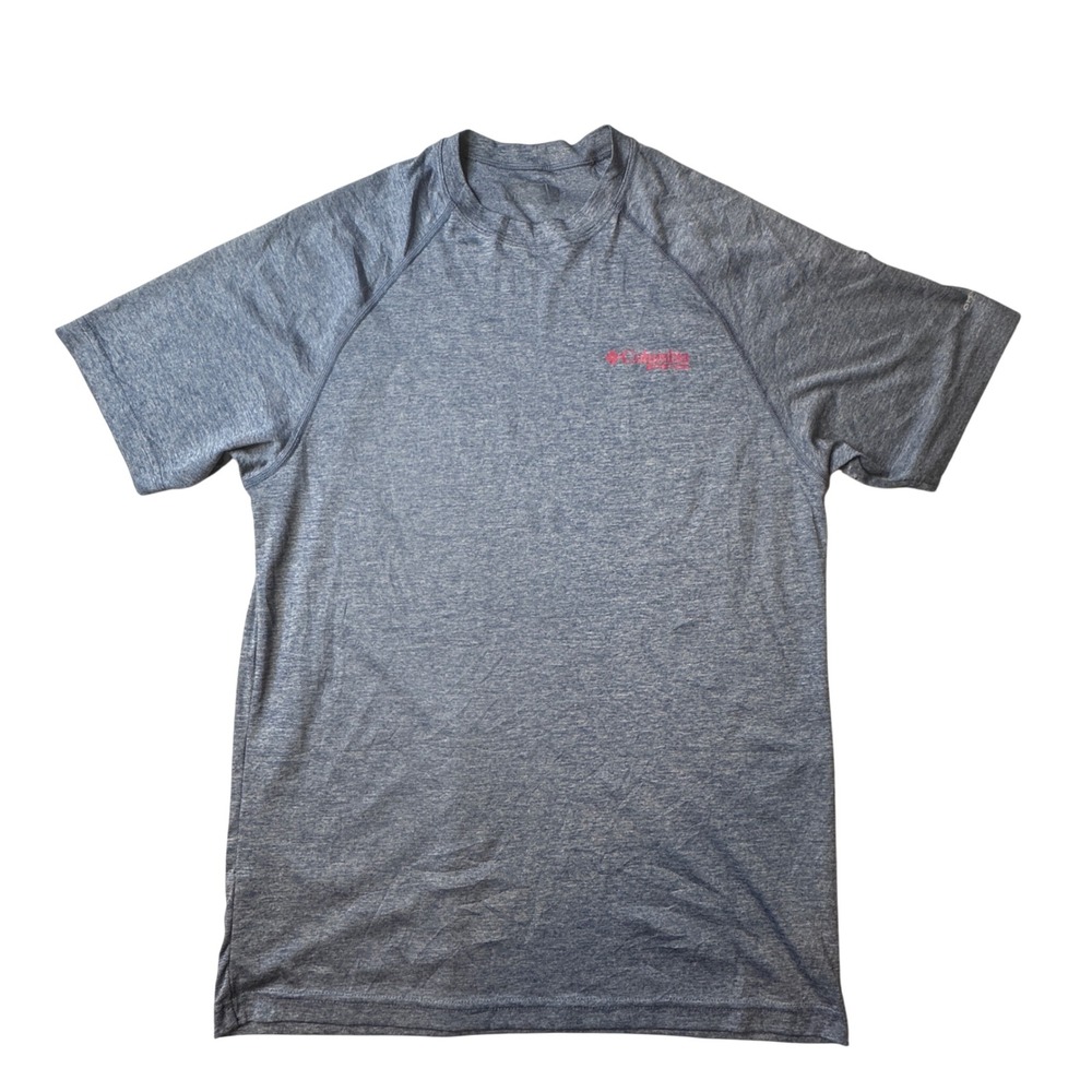Columbia T-Shirt Men M Blue PFG Terminal Tackle Omni-Shade Heathered Fishing Tee